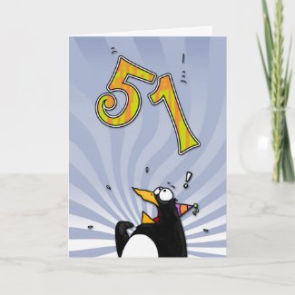 51st Birthday Penguin Surprise Card