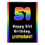 [ Thumbnail: 51st Birthday: Rainbow Spectrum # 51, Custom Name Card ]