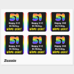 [ Thumbnail: 51st Birthday: Rainbow Spectrum # 51, Custom Name Sticker ]
