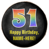 51st Birthday - Rainbow Spectrum Pattern Number 51 Chocolate Covered Oreo (Front)