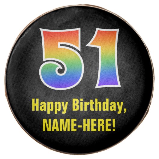 51st Birthday - Rainbow Spectrum Pattern Number 51 Chocolate Covered Oreo (Front)