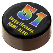 51st Birthday - Rainbow Spectrum Pattern Number 51 Chocolate Covered Oreo (Angled)