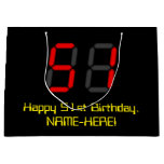 [ Thumbnail: 51st Birthday: Red Digital Clock Style "51" + Name Gift Bag ]