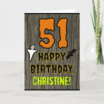 [ Thumbnail: 51st Birthday: Spooky Halloween Theme, Custom Name Card ]