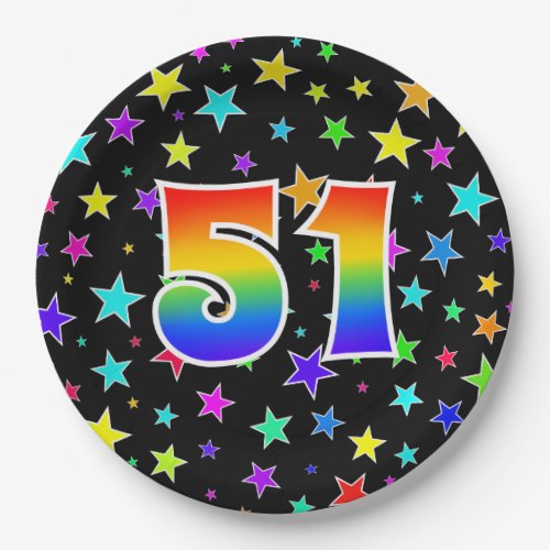 51st Event Bold Fun Colorful Rainbow 51 Paper Plates