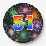 [ Thumbnail: 51st Event - Fun, Colorful, Bold, Rainbow 51 Paper Plates ]