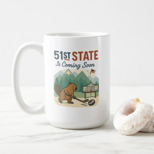 51st State Beaver Hockey Canada USA Flag Design Coffee Mug