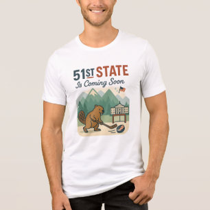 51st State Beaver Hockey Canada USA Flag Design Tri-Blend Shirt