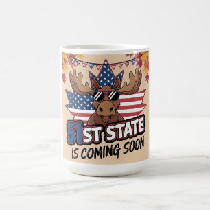 51st State Coming Soon Patriotic Moose USA Flag Color Morph Mug