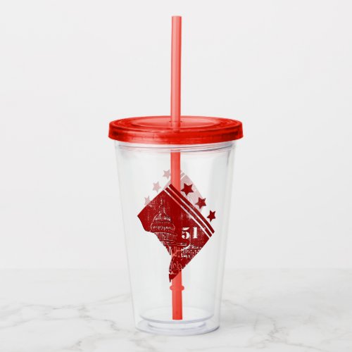 51st _ State of Washington DC Flag Borderline Acrylic Tumbler