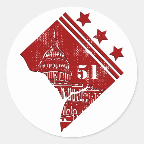 51st _ State of Washington DC Flag Borderline Classic Round Sticker