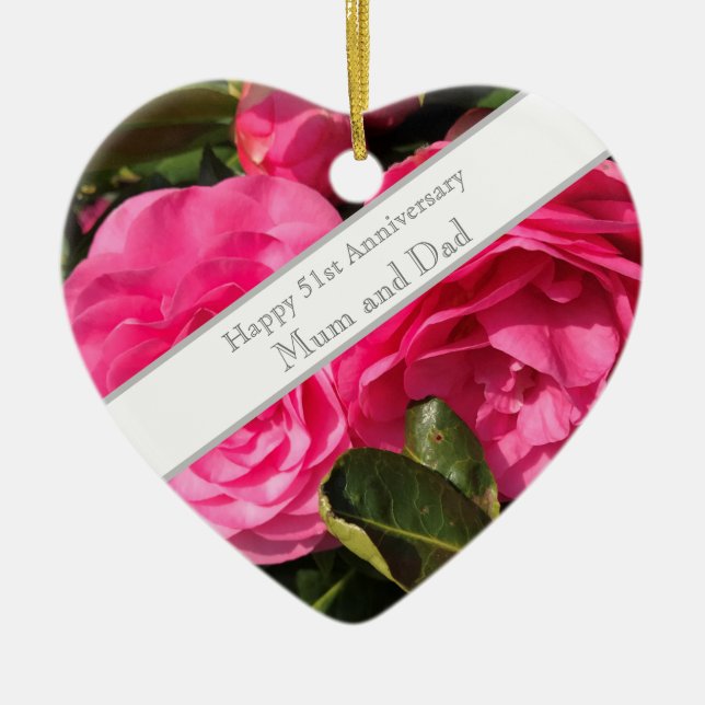 51st Wedding Anniversary Ceramic Ornament (Front)