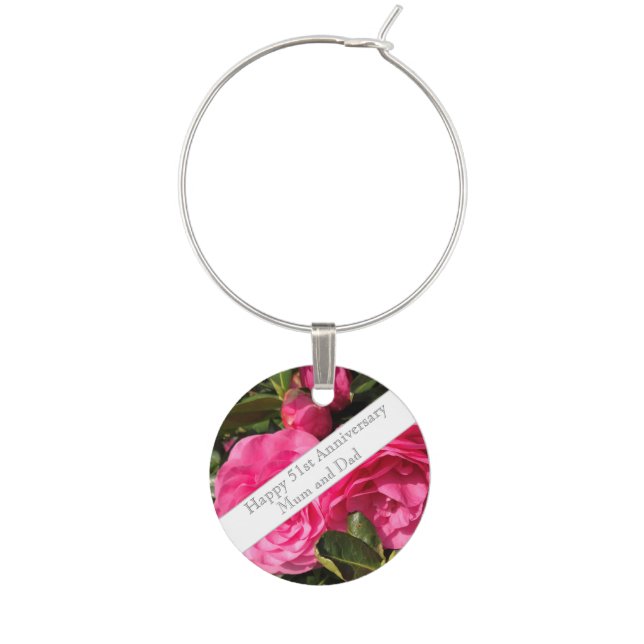51st Wedding Anniversary Wine Charm (Front)