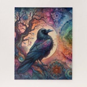520 Pieces Crow Tree of Life Mandala Pagan  Jigsaw Puzzle