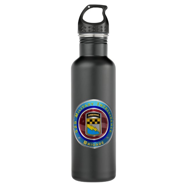 525 Military Intelligence Brigade “Airborne” Stainless Steel Water Bottle (Front)