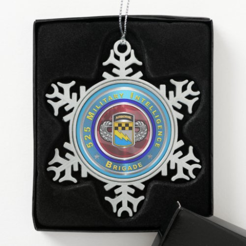 525th Military Intelligence Brigade    Snowflake Pewter Christmas Ornament