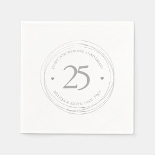 525th Wedding Anniversary Silver Circle Frame Napkins