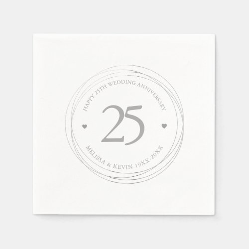 525th Wedding Anniversary Silver Circle Frame Napkins