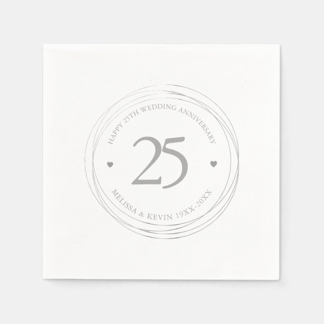 525th Wedding Anniversary Silver Circle Frame Napkins (Front)