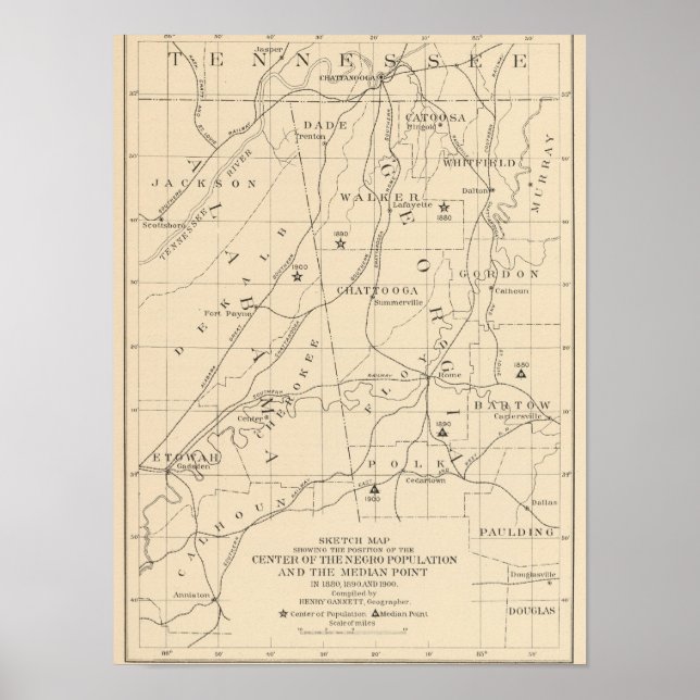 52 Center Negro population 1880-1900 Poster (Front)
