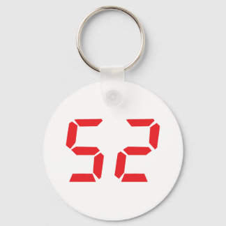 52 fifty-two red alarm clock digital number keychain