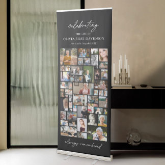 52 Photos Funeral Photo Collage Template Memorial Retractable Banner