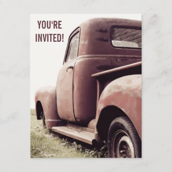 52 Primer Vintage Pickup Truck Party For Old Guy Invitation by CountryCorner at Zazzle