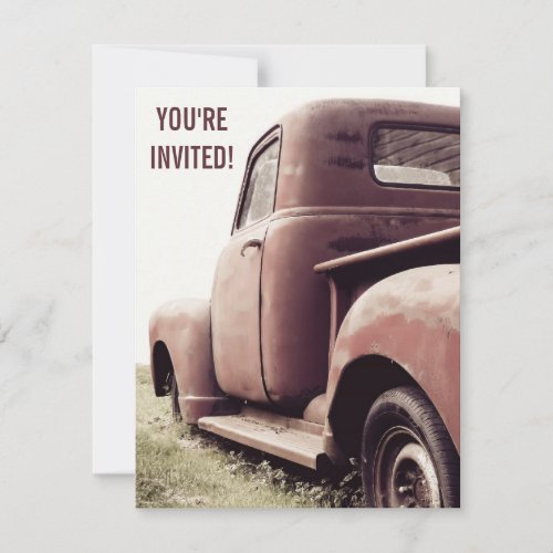 52 Primer Vintage Pickup Truck Party for Old Guy Invitation