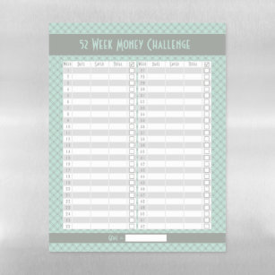 52 Week Money Challenge - Mint and Gray Geometric Magnetic Dry Erase Sheet