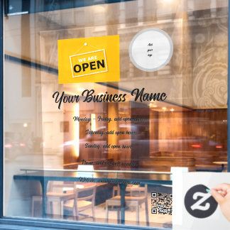 52" x 72" Open Business Hours Window Cling