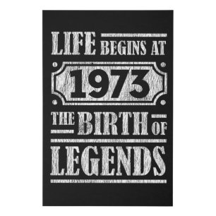52 Year Old 1973 Birth Of Legend 52nd Birthday Faux Canvas Print