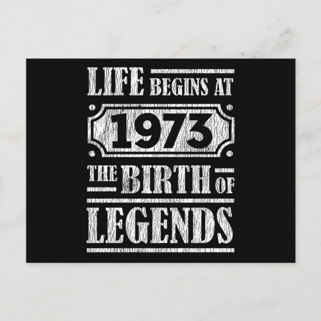 52 Year Old 1973 Birth Of Legend 52nd Birthday Postcard (Front)