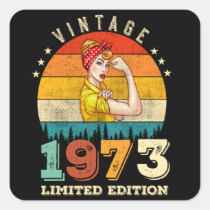 52 Year Old Bday 1973 Vintage 52nd Birthday Women Square Sticker