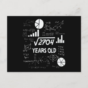 52 Year Old Bday Math Teacher 52nd Birthday Gift Postcard