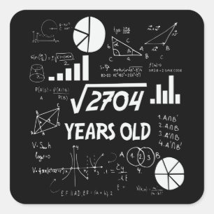 52 Year Old Bday Math Teacher 52nd Birthday Gift Square Sticker