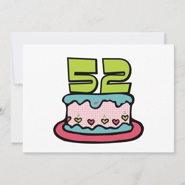 52 Year Old Birthday Cake Card (Front)