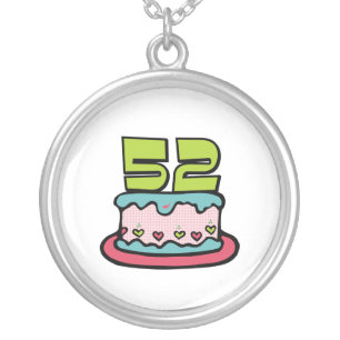 52 Year Old Birthday Cake Silver Plated Necklace