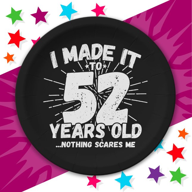 52 Year Old Sarcastic Meme Funny 52nd Birthday Paper Plates (Creator Uploaded)