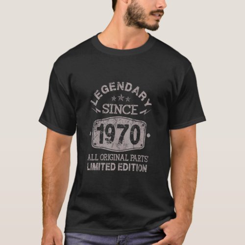 52 Years Old Bday Legend Since 1970  Vintage 52nd  T_Shirt
