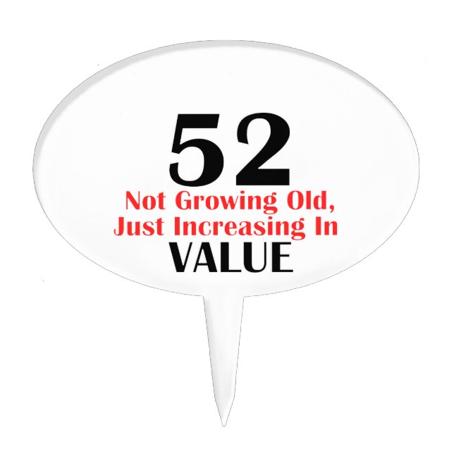 52 years old birthday designs cake topper (Front)