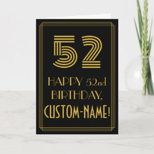 52nd Birthday: Art Deco Inspired Look "52" & Name Card