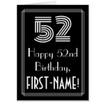 [ Thumbnail: 52nd Birthday — Art Deco Inspired Look “52” + Name Card ]