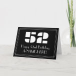 [ Thumbnail: 52nd Birthday: Art Deco Inspired Look "52" & Name Card ]
