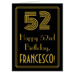 [ Thumbnail: 52nd Birthday: Art Deco Inspired Look “52” + Name Card ]