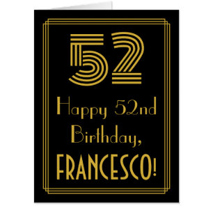 52nd Birthday: Art Deco Inspired Look “52” + Name Card
