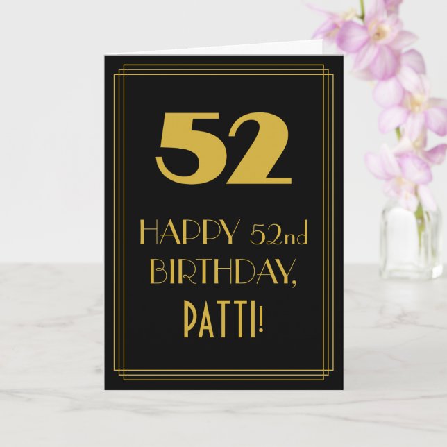 52nd Birthday ~ Art Deco Inspired Look "52" & Name Card (Orchid)