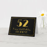 [ Thumbnail: 52nd Birthday: Art Deco Inspired Look "52" + Name Card ]