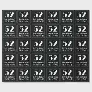 52nd Birthday - Art Deco Inspired Look "52", Name Wrapping Paper