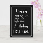 [ Thumbnail: 52nd Birthday: Art Deco Style # 52 & Custom Name Card ]