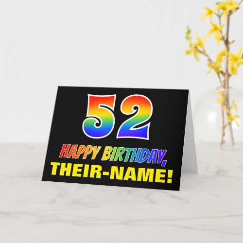 52nd Birthday Bold Fun Simple Rainbow 52 Card